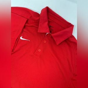 Nike Men's L Short Sleeve Red White 100% Polyester Polo Shirt 535637-658 GHR7.